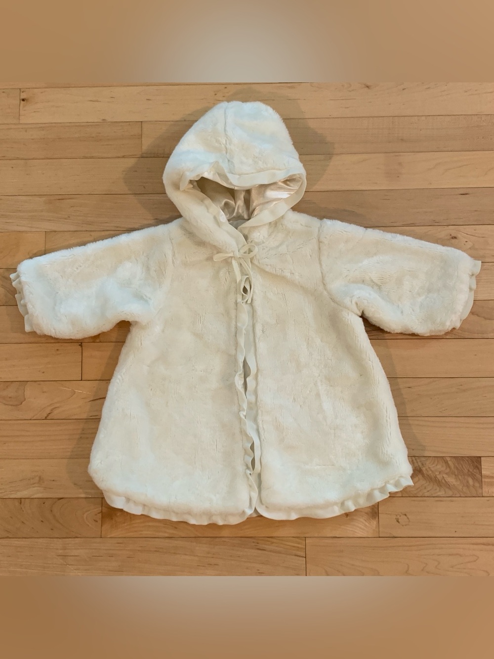 The Children’s Place Ivory Faux Fur Hooded Coat — 12 Months Baby Girl